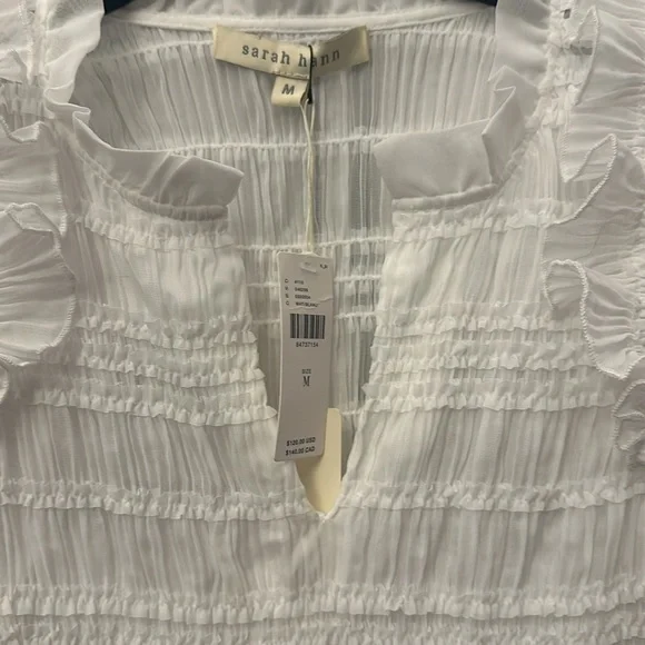 NWT gorgeous Anthropologie sarah hann white ruched blouse M - Picture 8 of 15